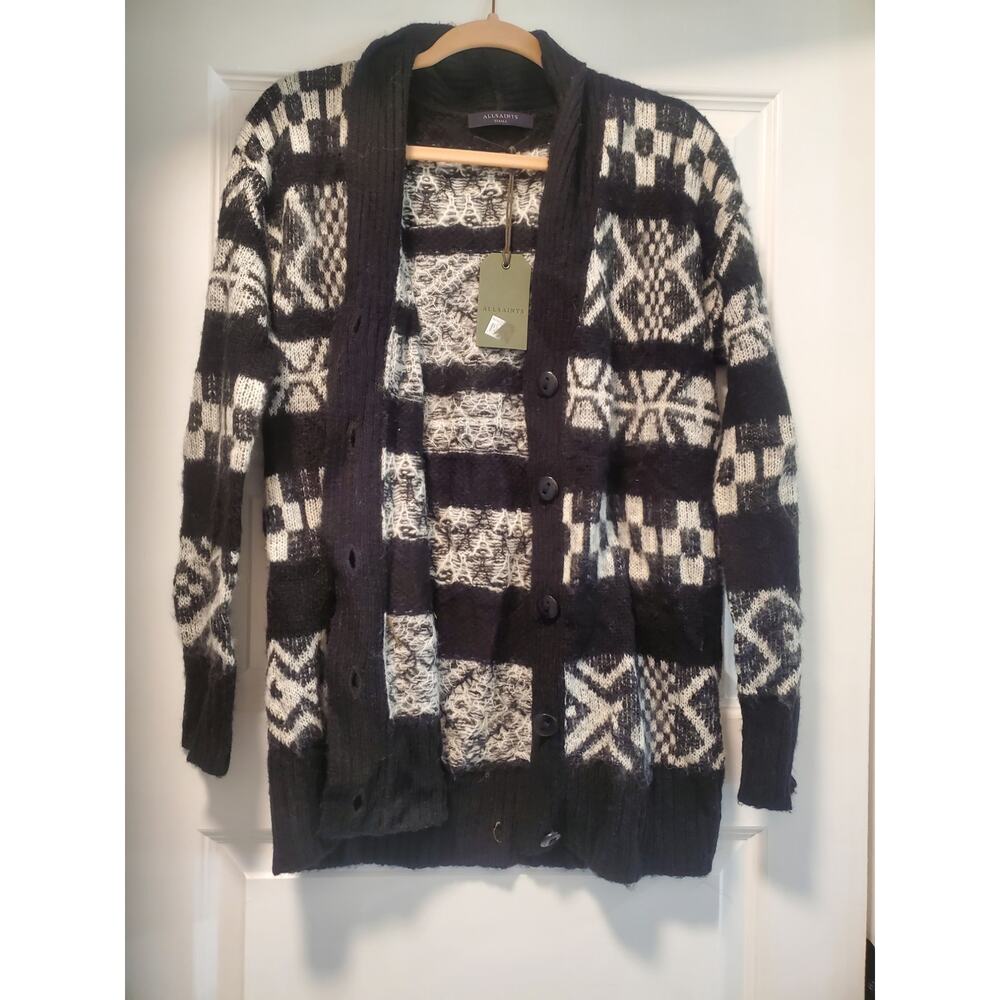 All Saints Black and White Patterned Cardigan